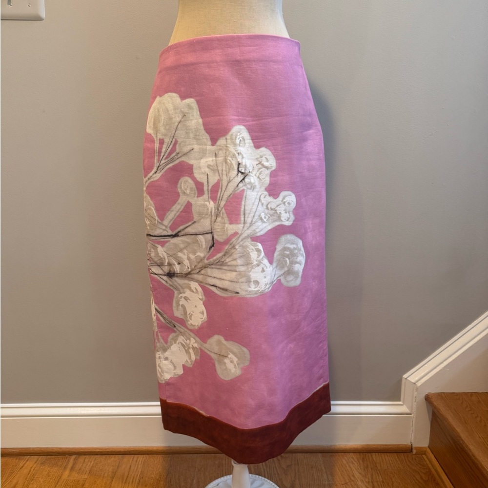 Zara lined floral linen pencil skirt-worn once